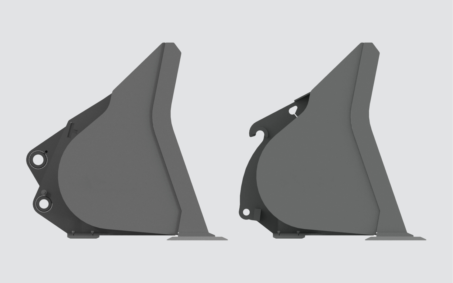 Illustration showing the Light Material Bucket attachments for the Wheel Loader. 