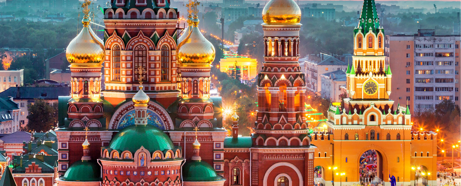 Orthodox Church at sunset in Yoshkar-Ola, Volga, Russia