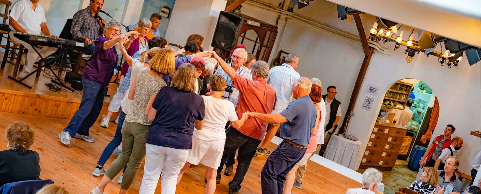 Friendly folks dancing together