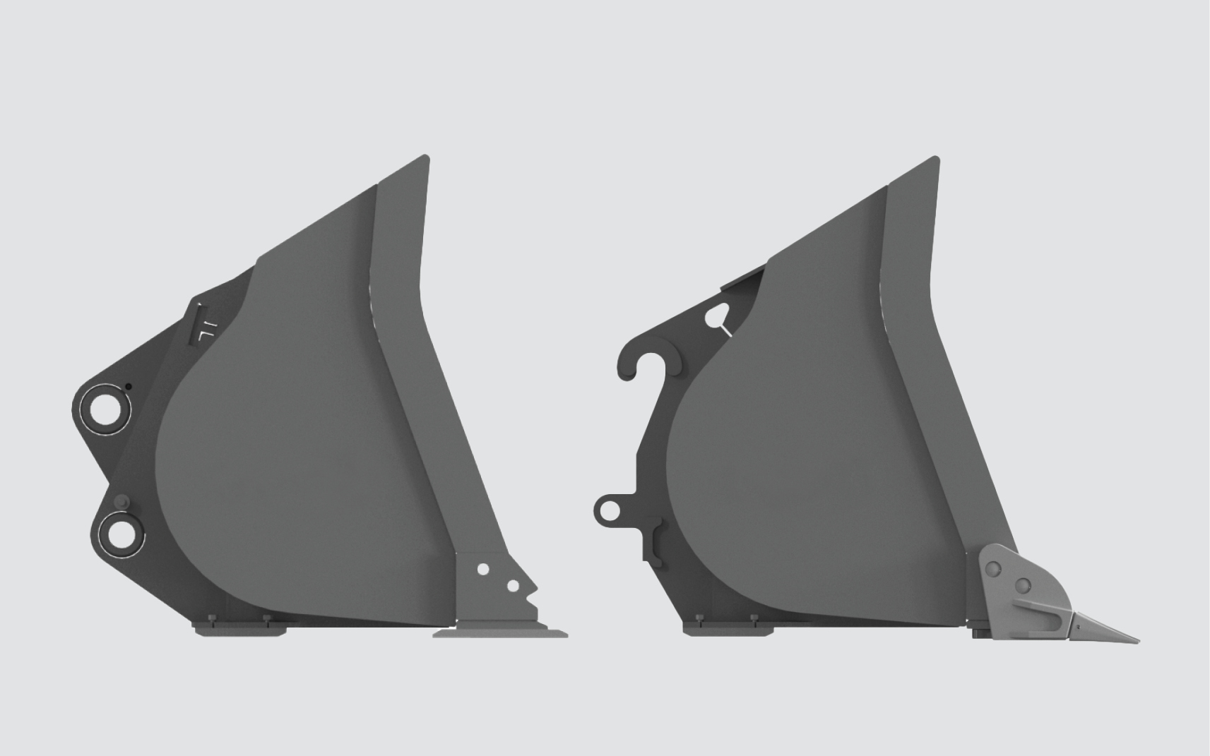 Illustration showing the General Purpose Bucket attachments for the Wheel Loader. 