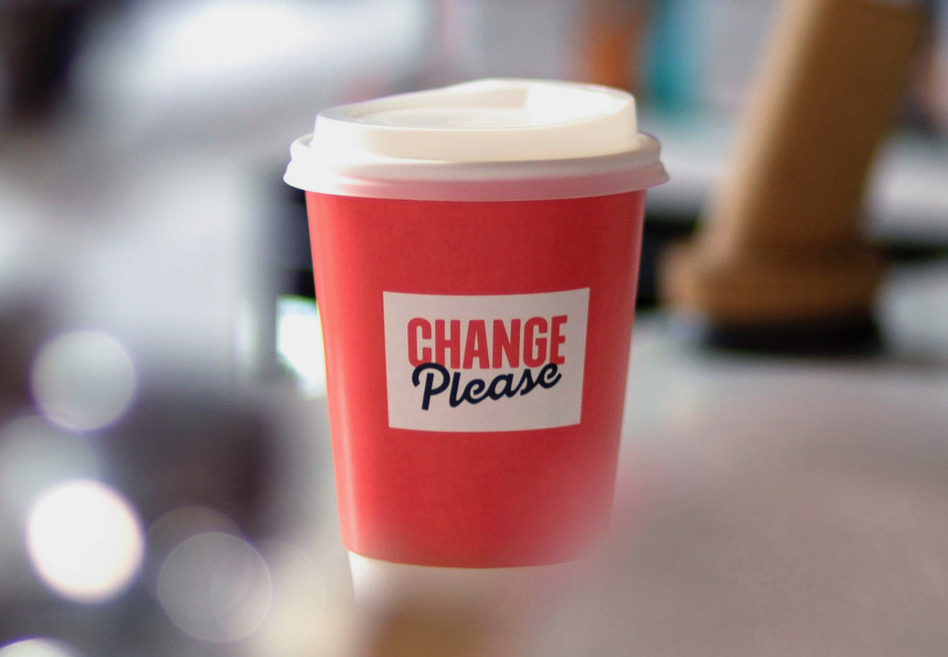 Change Please coffee cup