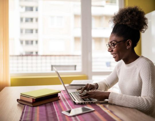 Woman working at the computer