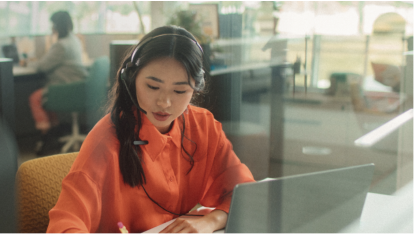 Woman working on the computer