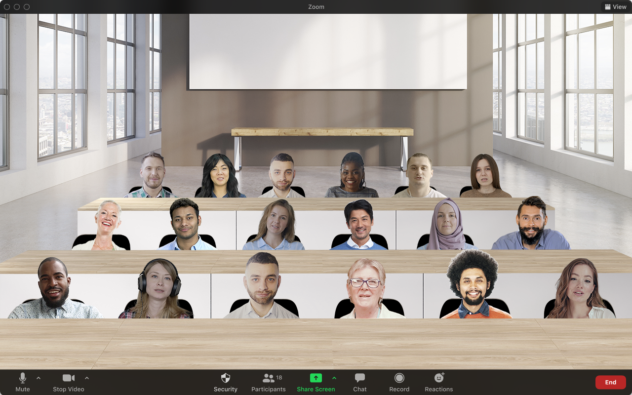 Zoom immersive scene - board meeting