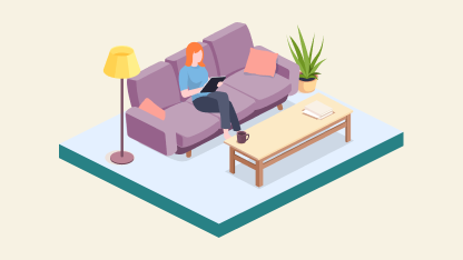 Patient sitting in home using tablet Patient sitting in home using tablet