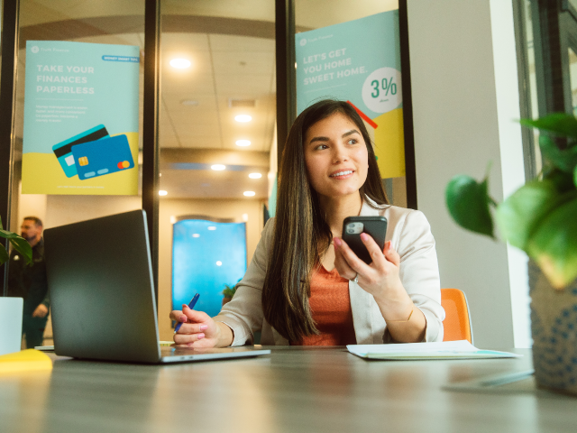 Woman Phone Finance Woman holding cell phone